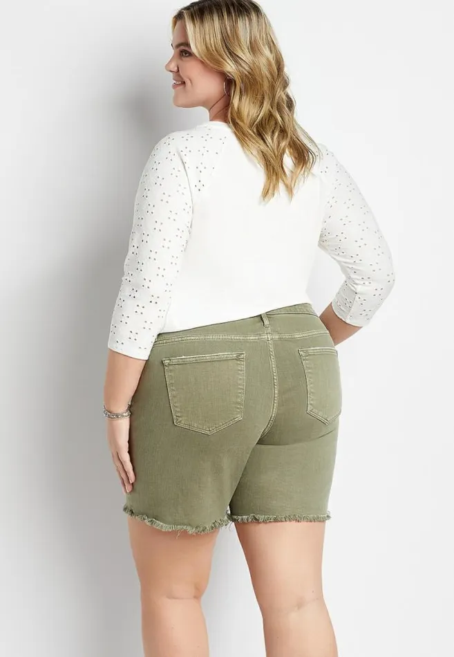 Women Plus Size Vigoss Classic Fray Hem Bermuda Short Maurices Plus Bottoms