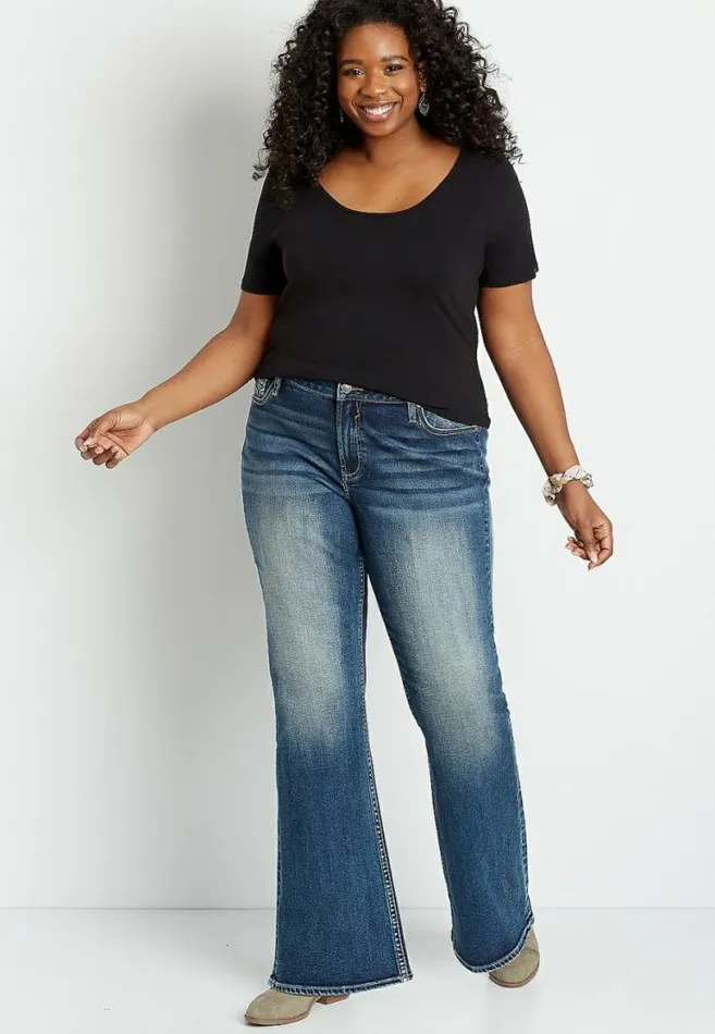 Women Plus Size Vigoss Medium Wash Bootcut Jean Maurices Plus Jeans