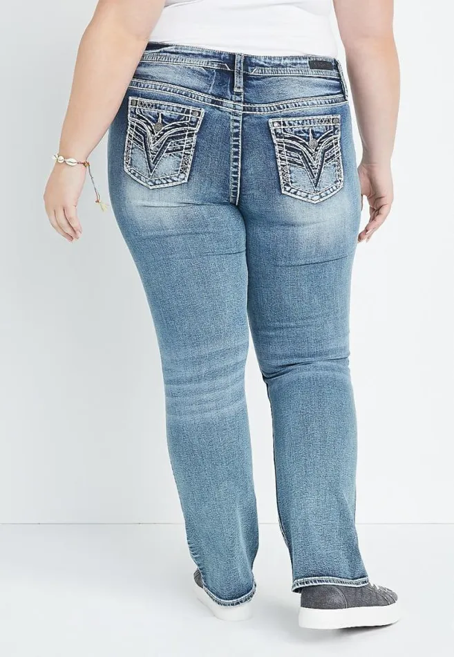 Women Plus Size Vigoss Slim Boot Mid Rise Flap Pocket Jean Maurices Plus Jeans