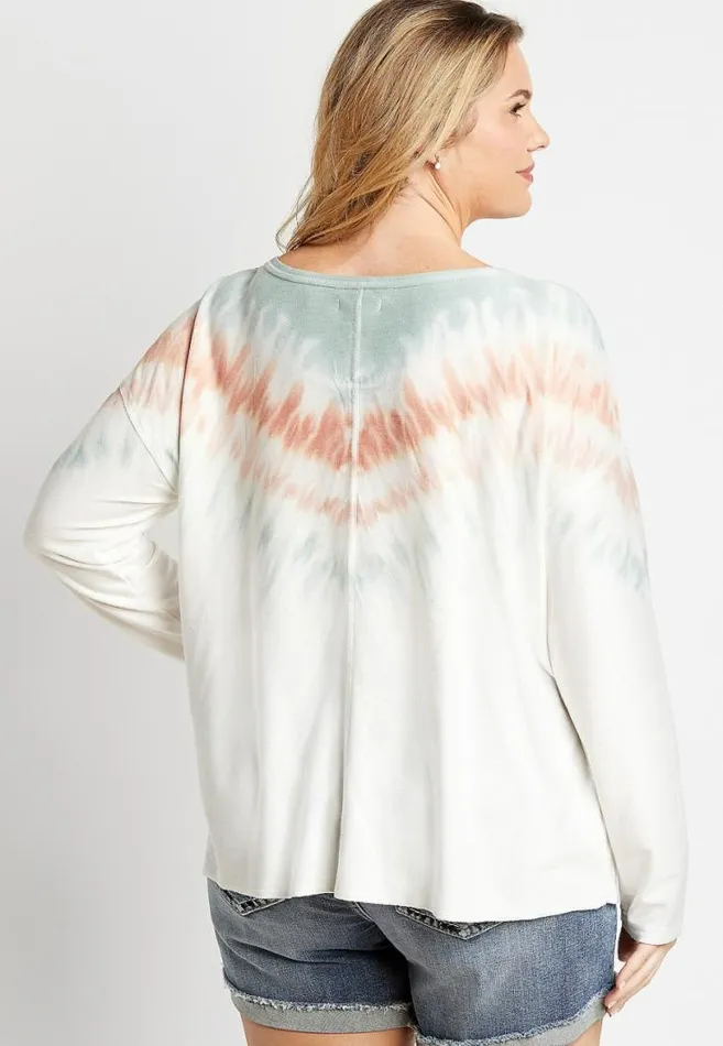Women Plus Size White Tie Dye Pullover Maurices Plus Tops