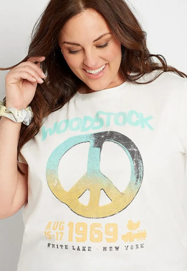 Women Plus Size Woodstock Oversized Graphic Tee Maurices Plus Tops