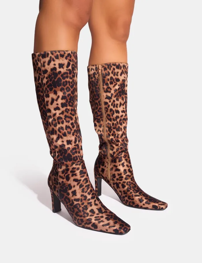 Women Pose Leopard Zip Up Knee High Slim Block Heeled Boots Leopard Public Desire Block Heels Women Pose Leopard Zip Up Knee High Slim Block Heeled Boots Leopard Public Desire Block Heels
