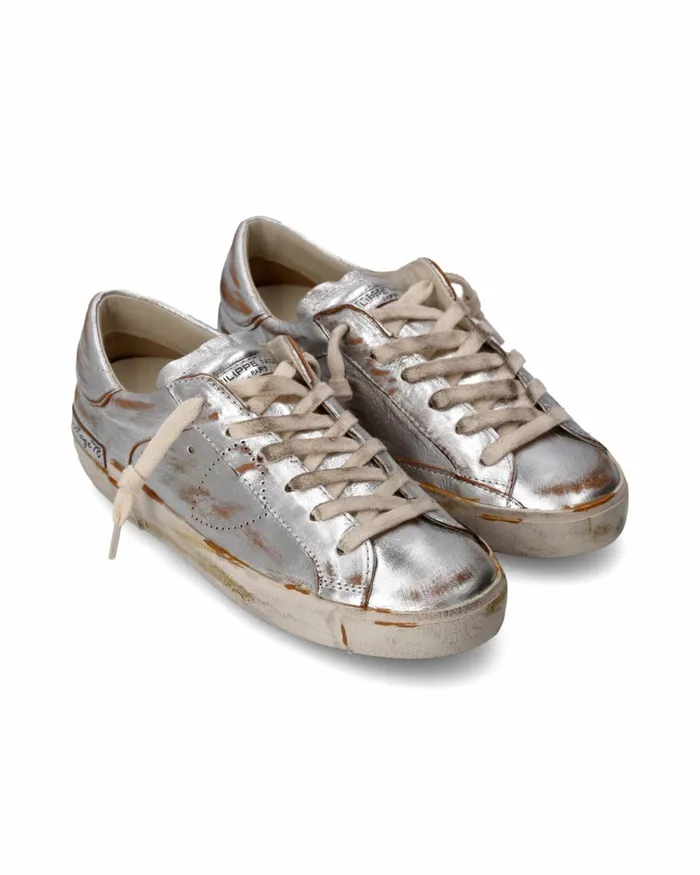 Women Prsx Sneakers Silver Shoes Philippe Model Paris Casual