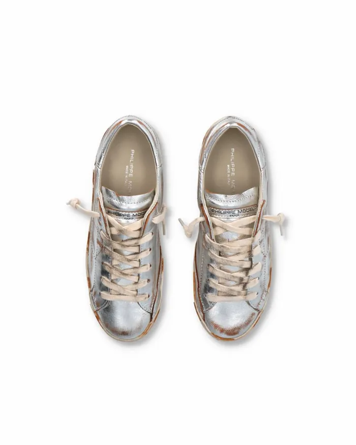 Women Prsx Sneakers Silver Shoes Philippe Model Paris Casual