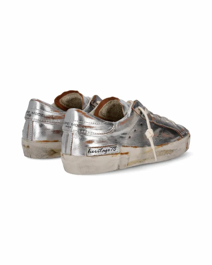 Women Prsx Sneakers Silver Shoes Philippe Model Paris Casual
