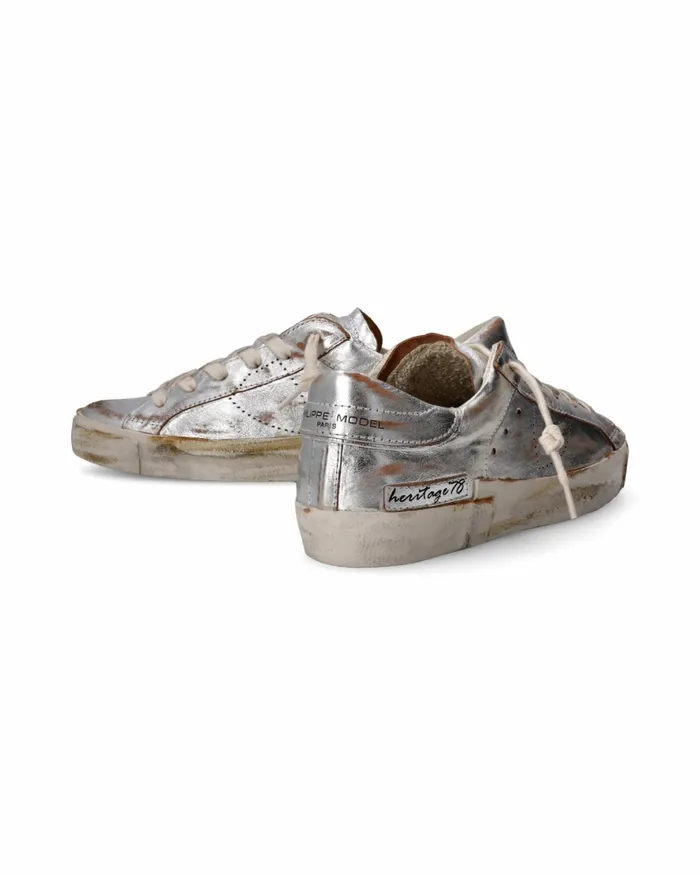 Women Prsx Sneakers Silver Shoes Philippe Model Paris Casual