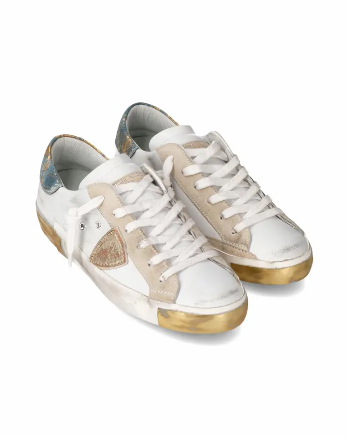 Women Prsx Sneakers WhiteBlue Shoes Philippe Model Paris Casual