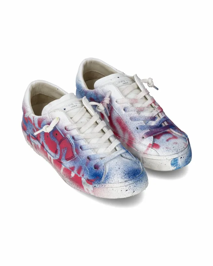 Women Prsx Sneakers White Red Blue Shoes Philippe Model Paris Casual