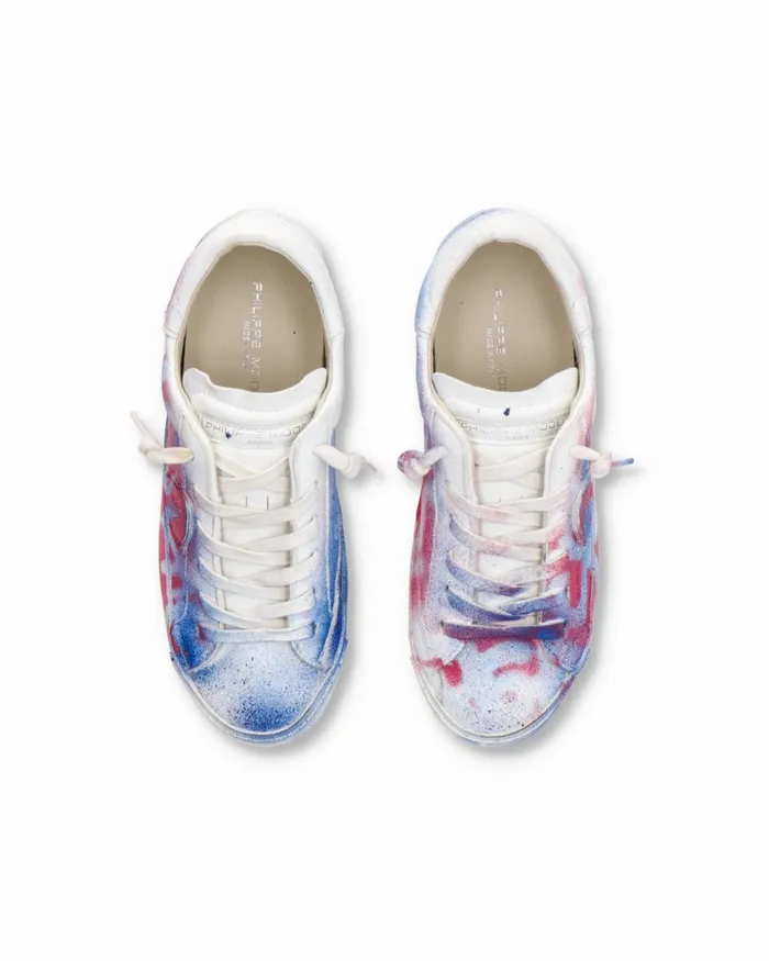 Women Prsx Sneakers White Red Blue Shoes Philippe Model Paris Casual