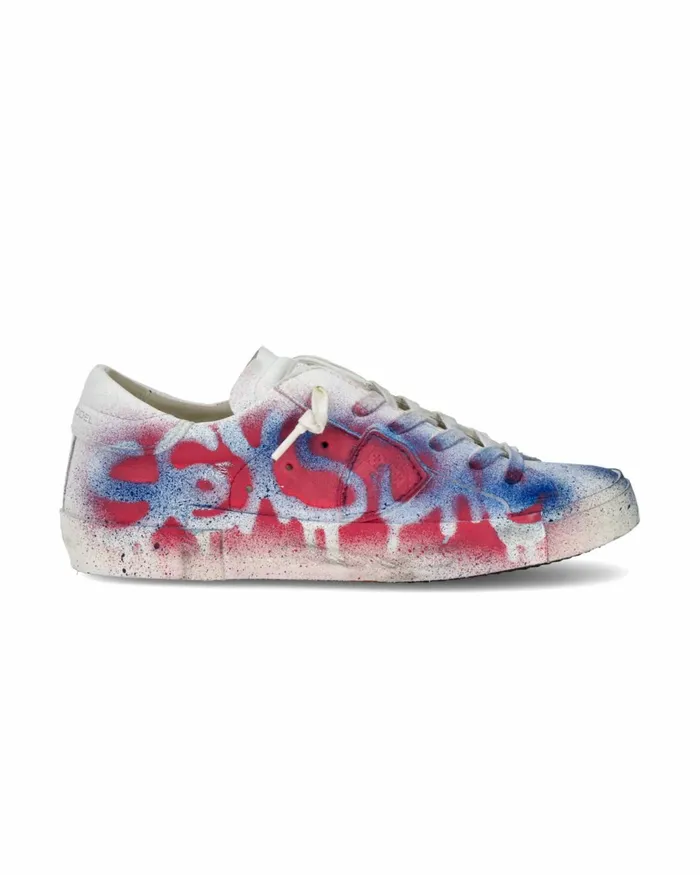 Women Prsx Sneakers White Red Blue Shoes Philippe Model Paris Casual