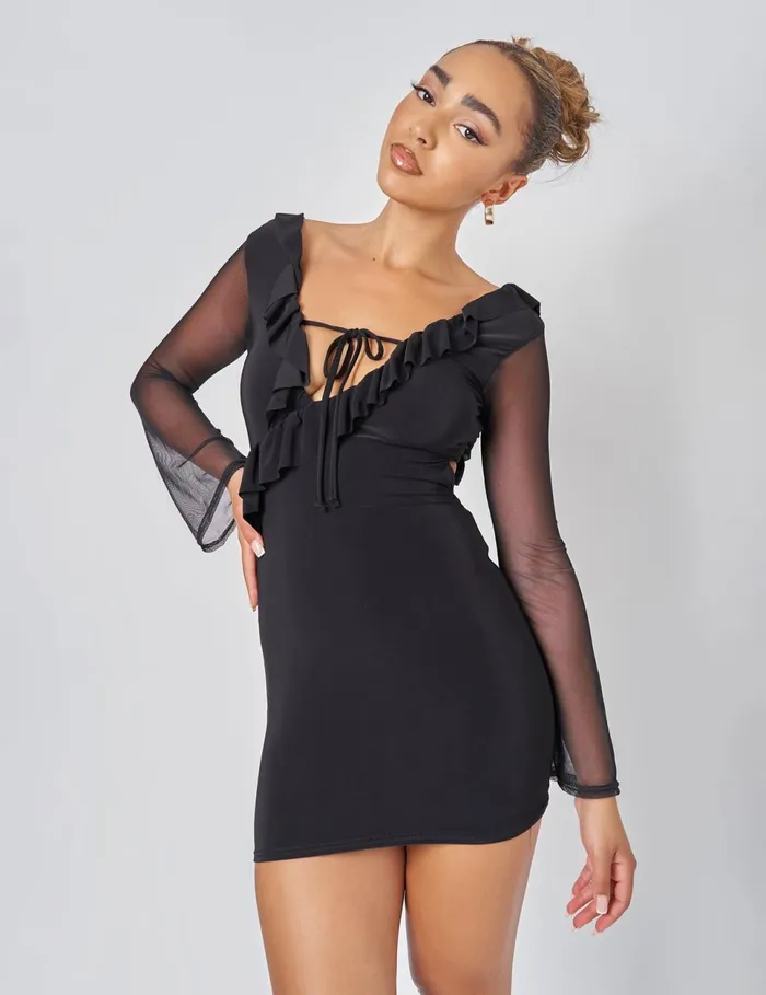 Women Public Desire Mesh Tie Front Mini Dress In Black Purple Public Desire Dresses Women Public Desire Mesh Tie Front Mini Dress In Black Purple Public Desire Dresses