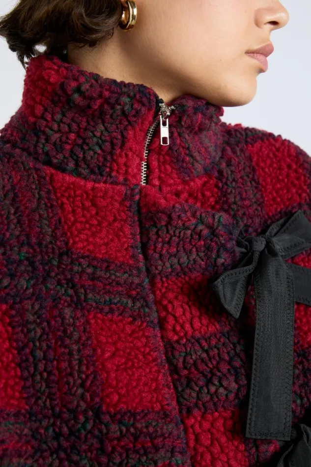 Women Pullover and Fleeces Damson Madder Ingrid Borg Jacket 8211 Red Check