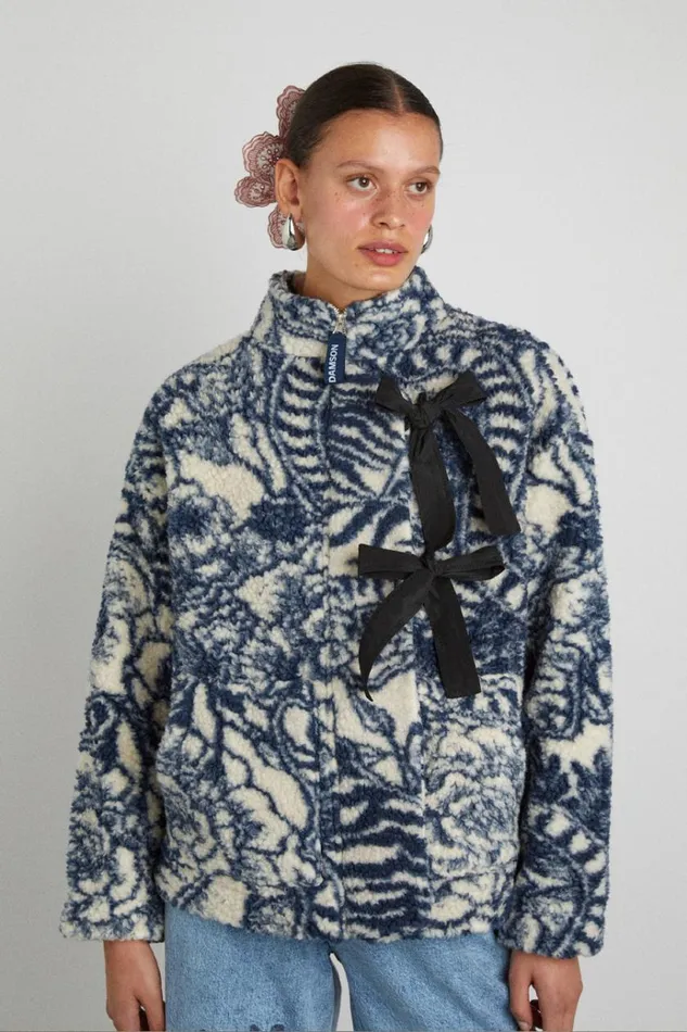 Women Pullover and Fleeces Damson Madder Ingrid Wool Jacket 8211 Vase Print