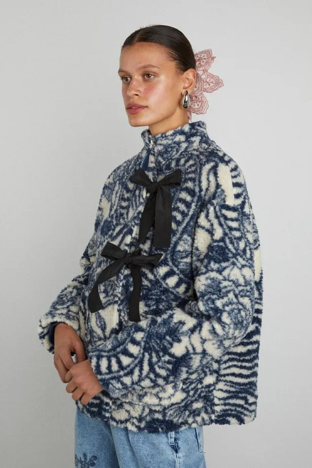 Women Pullover and Fleeces Damson Madder Ingrid Wool Jacket 8211 Vase Print