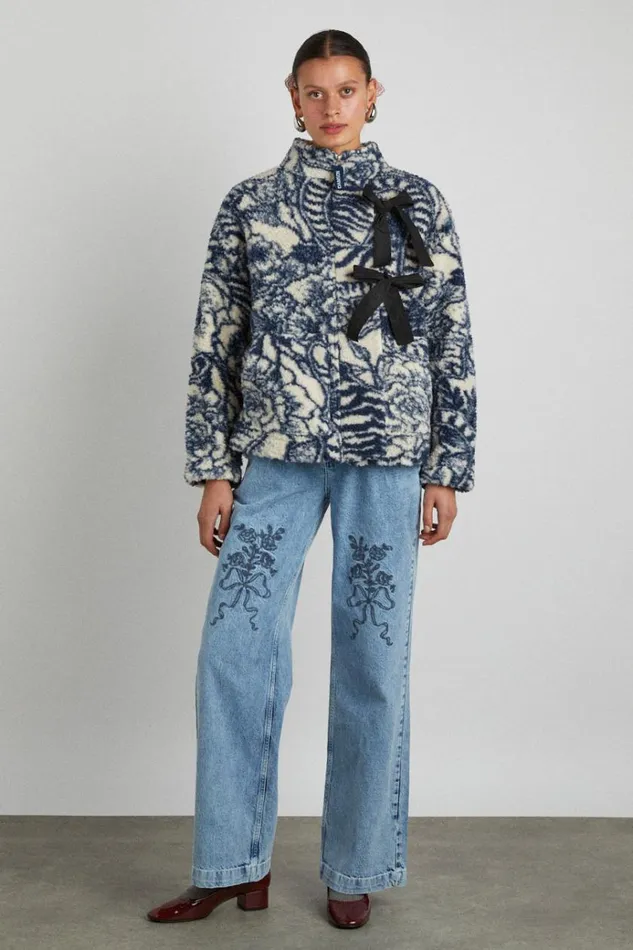 Women Pullover and Fleeces Damson Madder Ingrid Wool Jacket 8211 Vase Print
