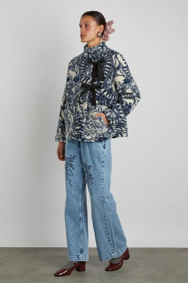 Women Pullover and Fleeces Damson Madder Ingrid Wool Jacket 8211 Vase Print