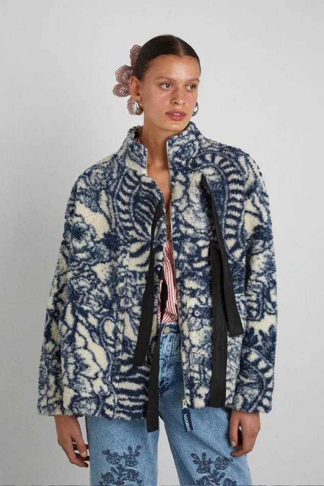 Women Pullover and Fleeces Damson Madder Ingrid Wool Jacket 8211 Vase Print