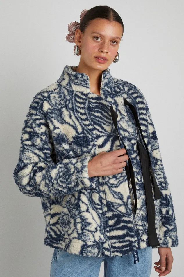 Women Pullover and Fleeces Damson Madder Ingrid Wool Jacket 8211 Vase Print