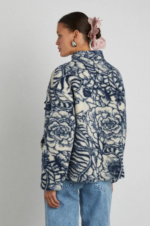 Women Pullover and Fleeces Damson Madder Ingrid Wool Jacket 8211 Vase Print