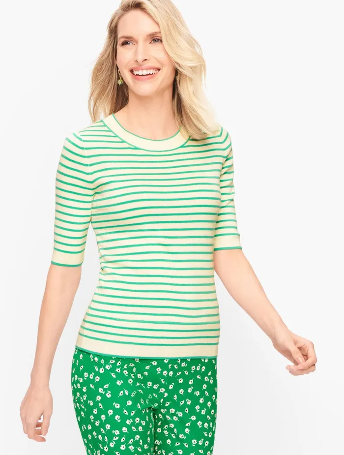 Women Pullovers Talbots Cotton Blend Sweater Blackwhite