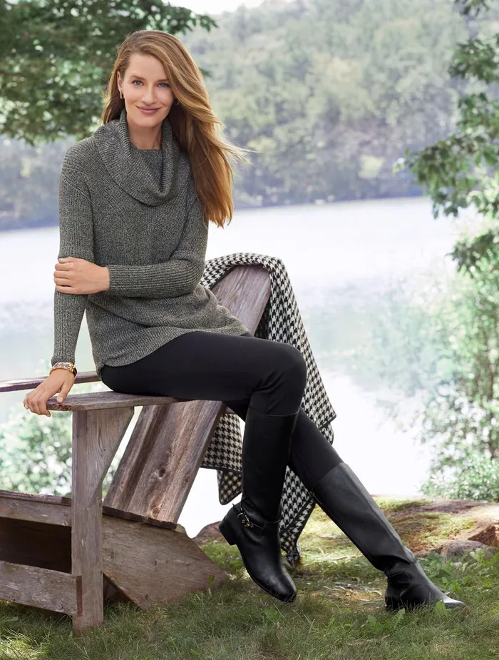 Women Pullovers Talbots Cotton Modal Cowlneck Sweater