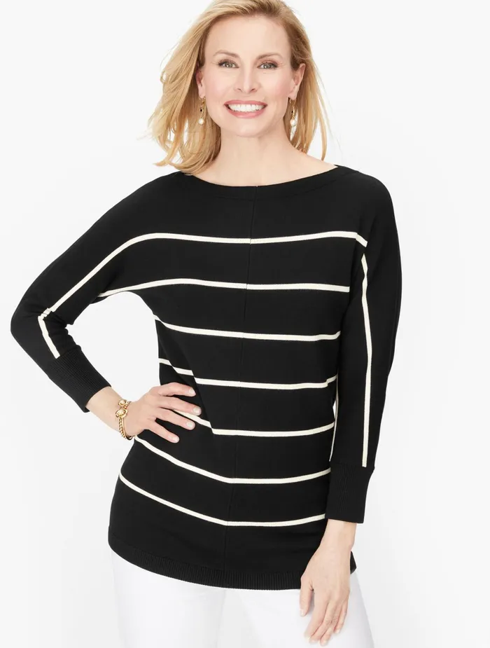 Women Pullovers Talbots Dolman Sleeve Sweater Blackwhite