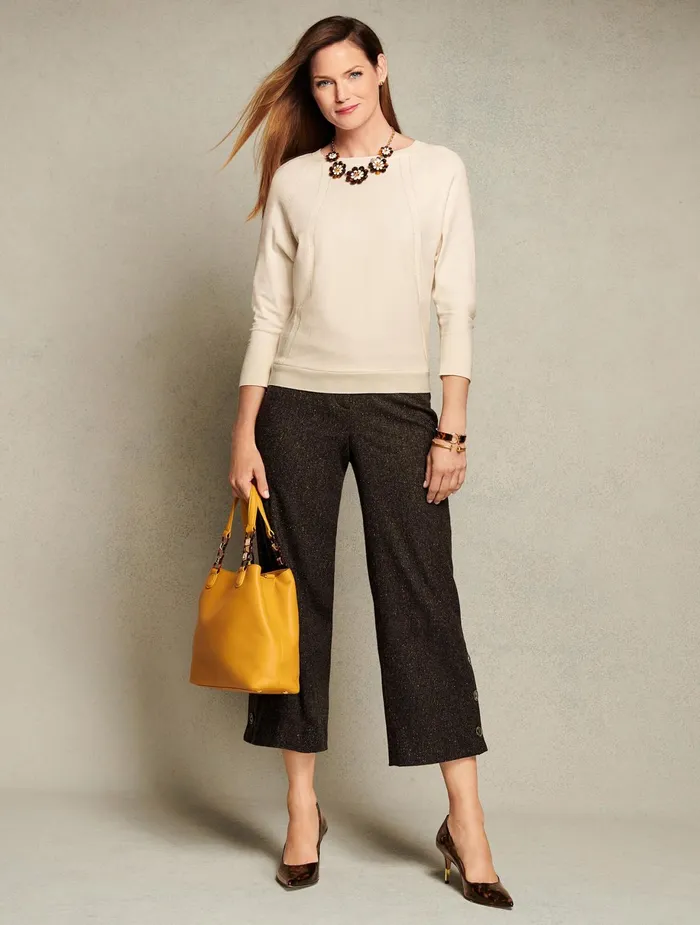 Women Pullovers Talbots Pointelle Detail Dolman Sleeve Sweater Black