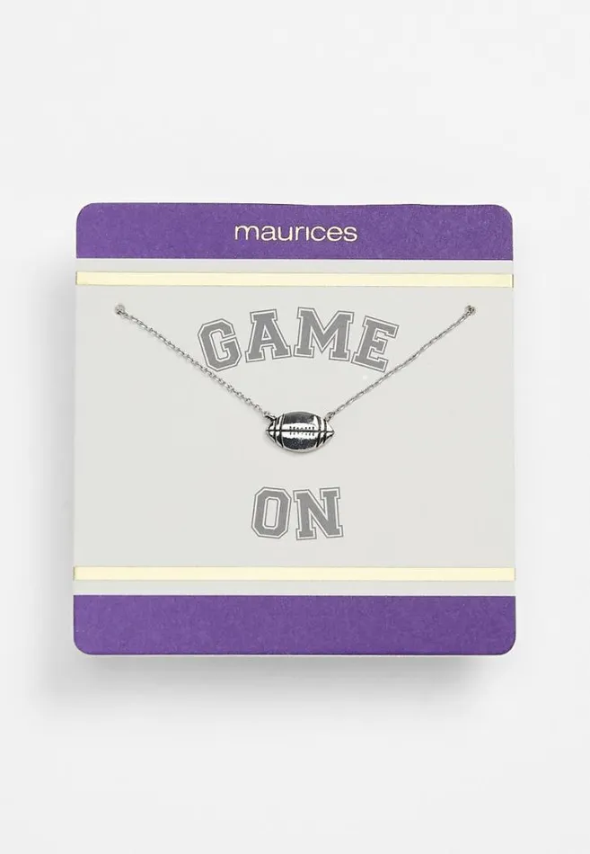 Women Purple And Gold Carded Football Necklace Maurices Jewelry