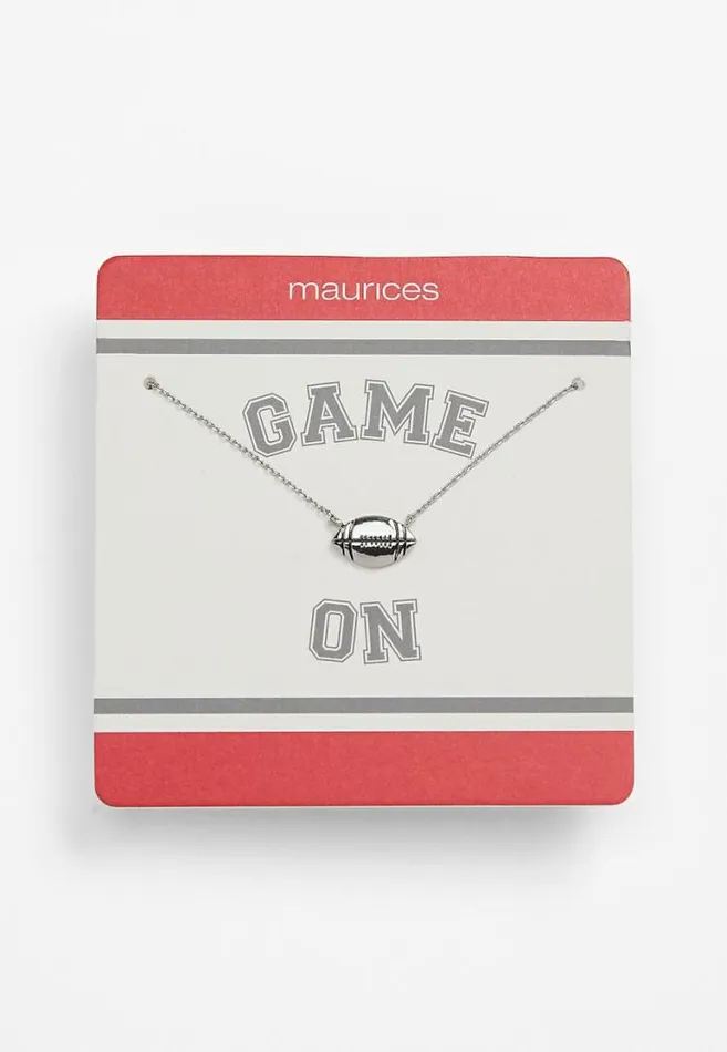 Women Red And Gray Carded Football Necklace Maurices Jewelry