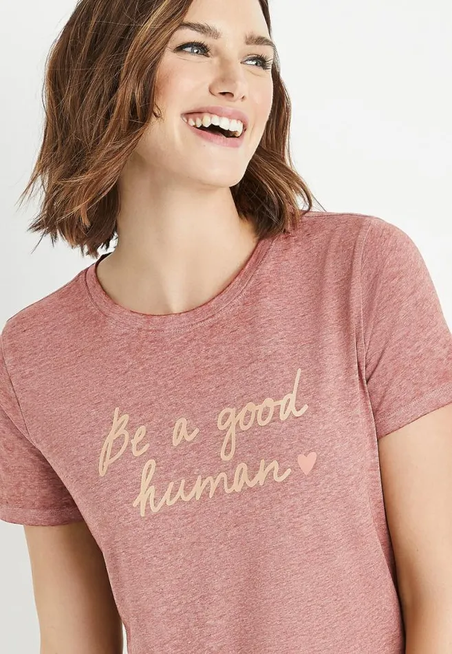 Women Red Be A Good Human Graphic Tee Maurices Tops
