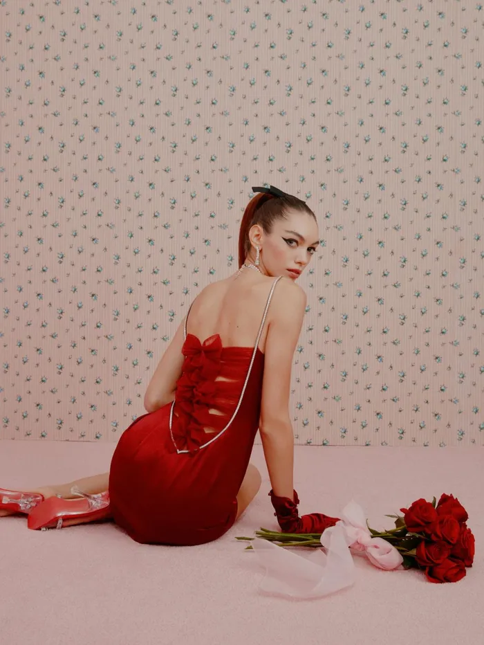 Women Red Satin Dress Nana Jacqueline Dresses