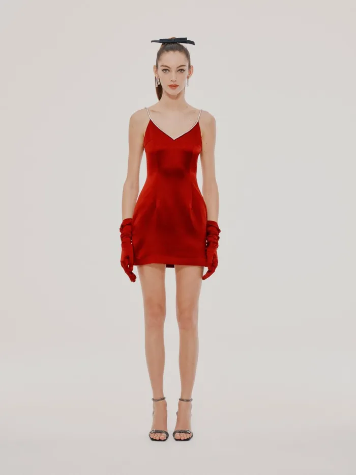 Women Red Satin Dress Nana Jacqueline Dresses