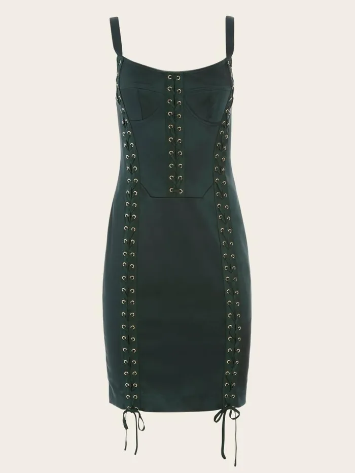 Women Renaissance LaceUp Dress Chenille Green Marciano Dresses Women Renaissance LaceUp Dress Chenille Green Marciano Dresses