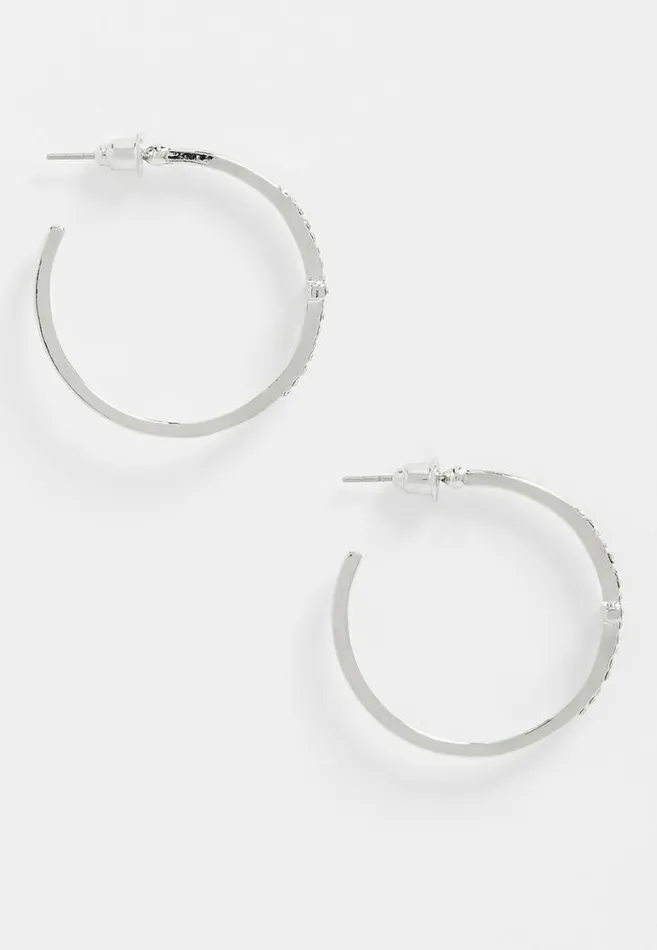 Women Rhinestone Cross Hoop Earrings Maurices Jewelry