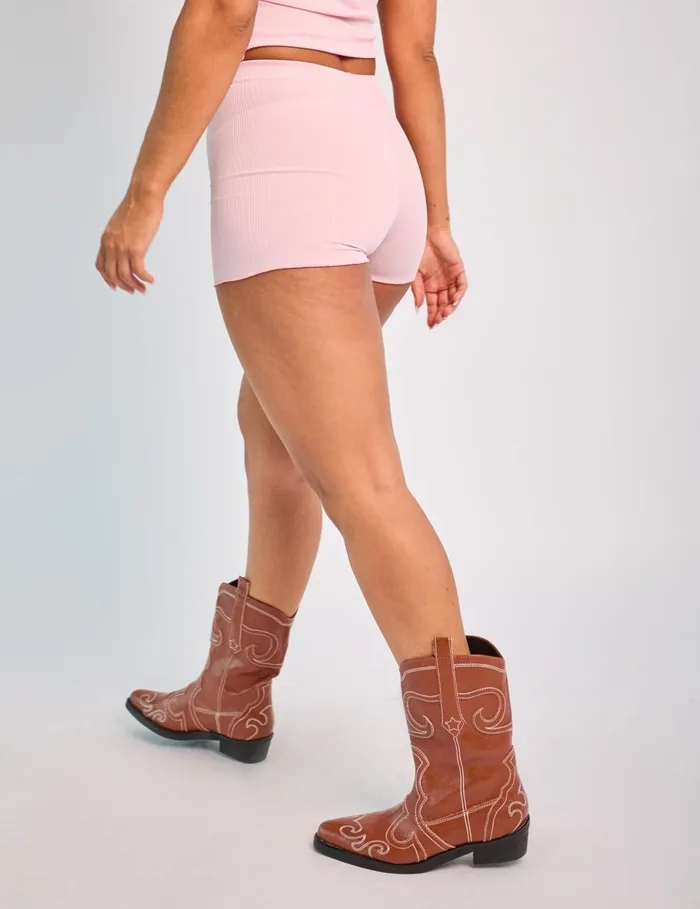 Women Ribbed Micro Shorts Co Ord Pink Pink Public Desire Holiday