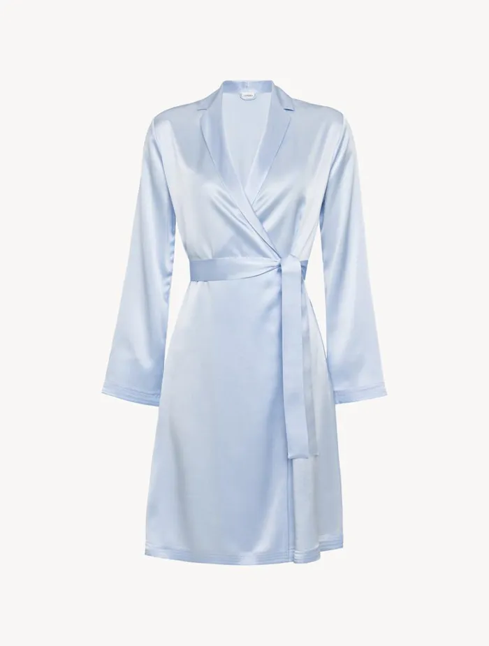 Women Robes La Perla Azure Silk Short Robe