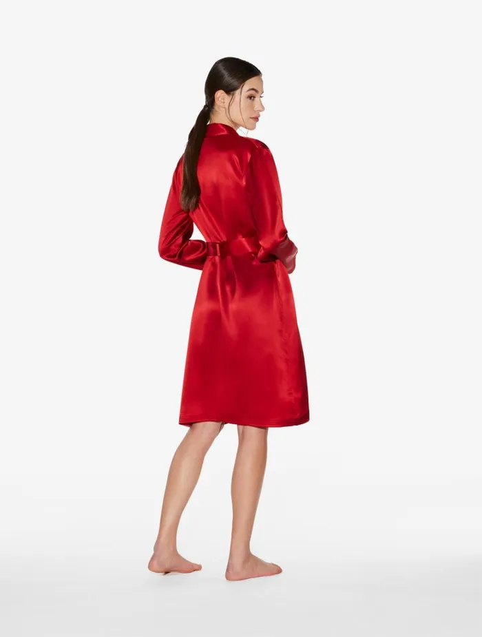 Women Robes La Perla Silk Short Robe In Garnet