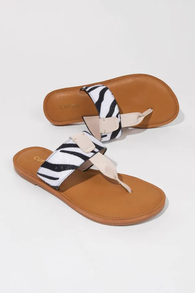 Women Sandals Cupshe Amaretto Animal Print Flat Sandals Multicolor