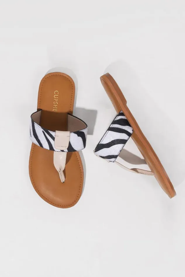Women Sandals Cupshe Amaretto Animal Print Flat Sandals Multicolor