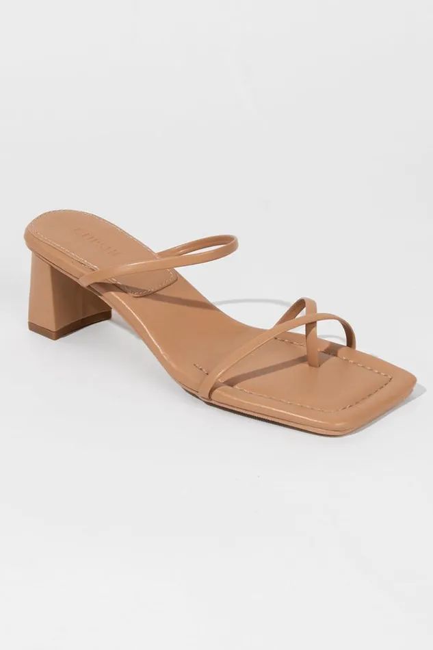 Women Sandals Cupshe Amaretto Open Toe Mid Heel Sandals Khaki