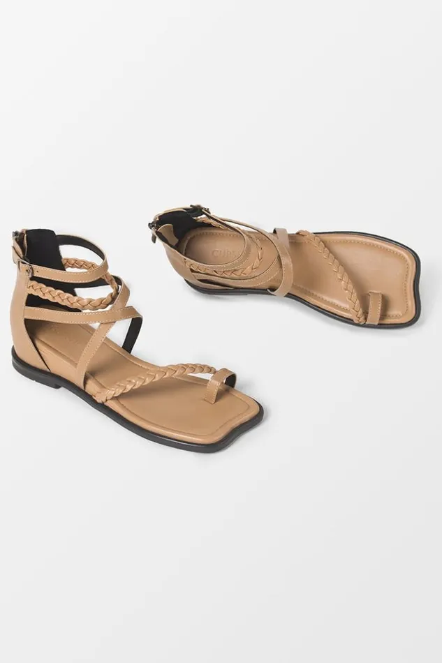 Women Sandals Cupshe Ambrosia Brown Open Toe Flat Sandals Brown