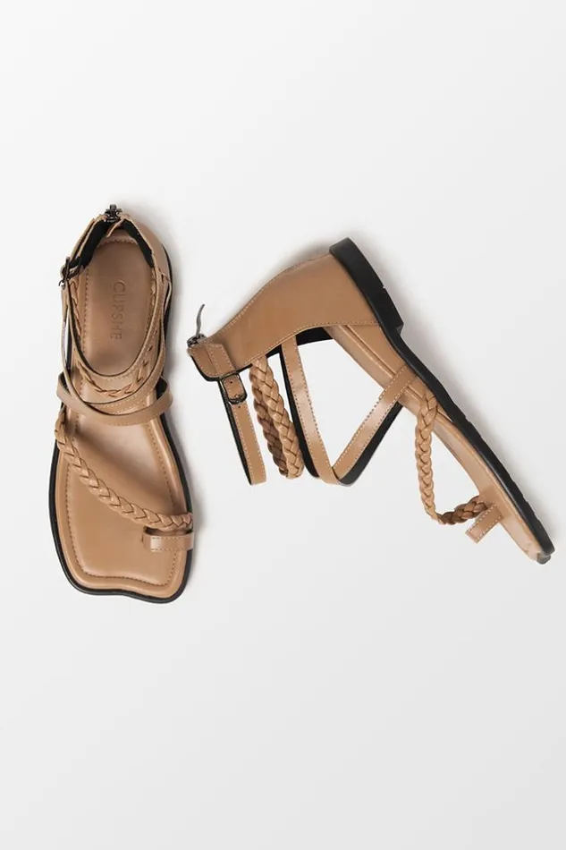 Women Sandals Cupshe Ambrosia Brown Open Toe Flat Sandals Brown