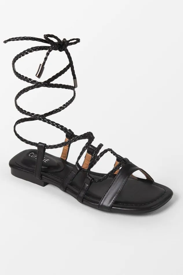 Women Sandals Cupshe Ambrosia Open Toe Flat Strappy Sandals Black