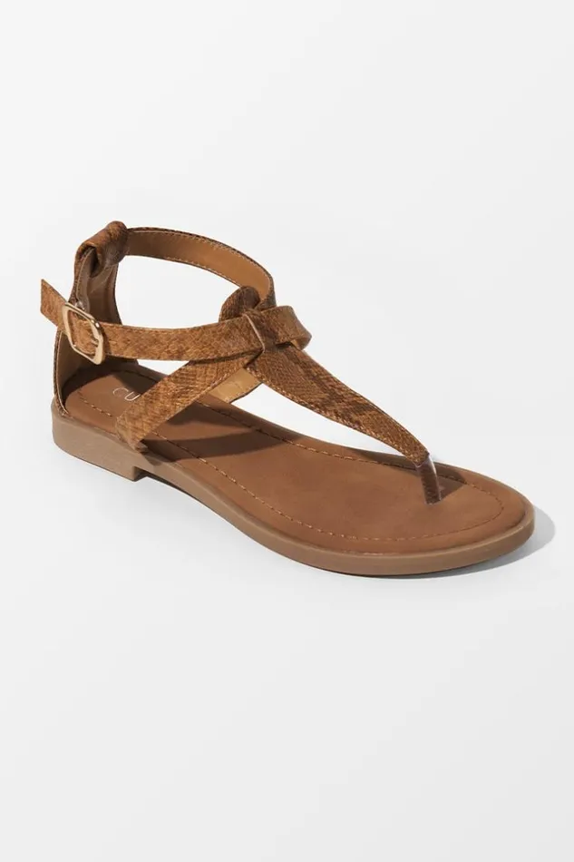 Women Sandals Cupshe Baja Brown Open Toe Thong Strap Sandals Brown