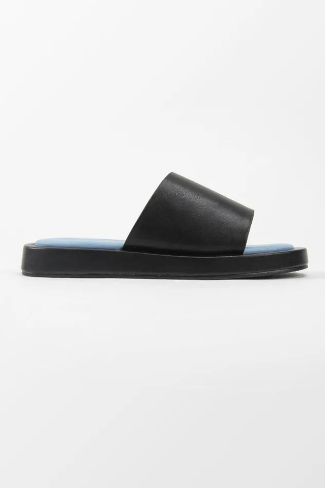 Women Sandals Cupshe Coffee Run Black Wide Band Slide Sandals Black