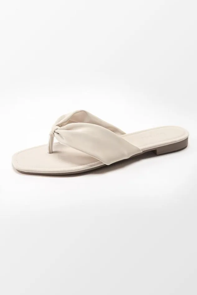 Women Sandals Cupshe Hera Ruched Thong Sandals White