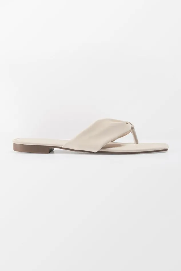 Women Sandals Cupshe Hera Ruched Thong Sandals White