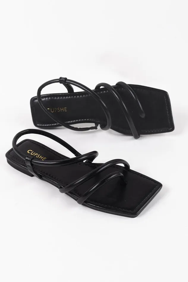 Women Sandals Cupshe Marni Black Flat Open Toe Sandals Black