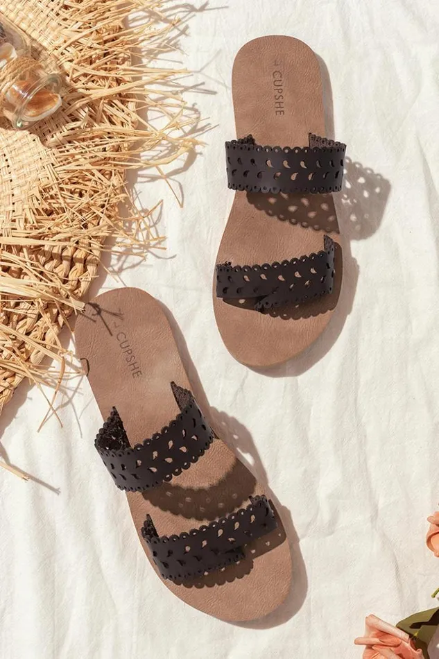 Women Sandals Cupshe Tempe Hollow Out Slide Sandals Taupe