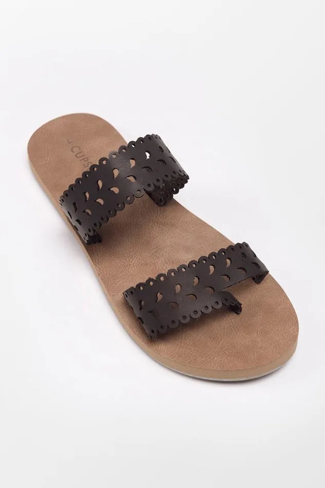 Women Sandals Cupshe Tempe Hollow Out Slide Sandals Taupe